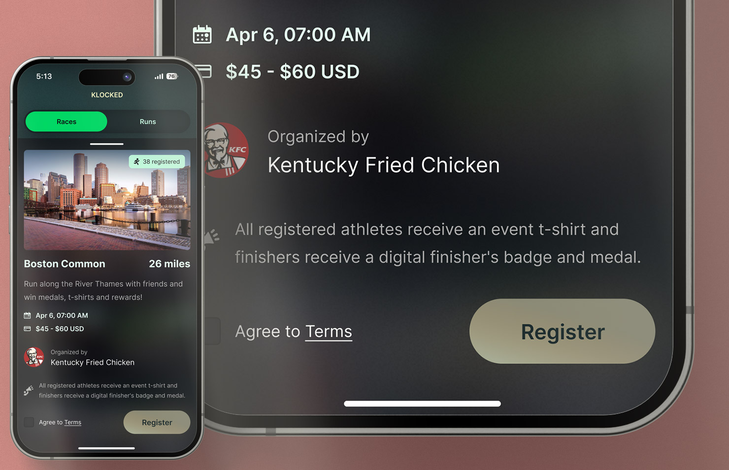 Final designs for the Klocked app (new Look & Feel)