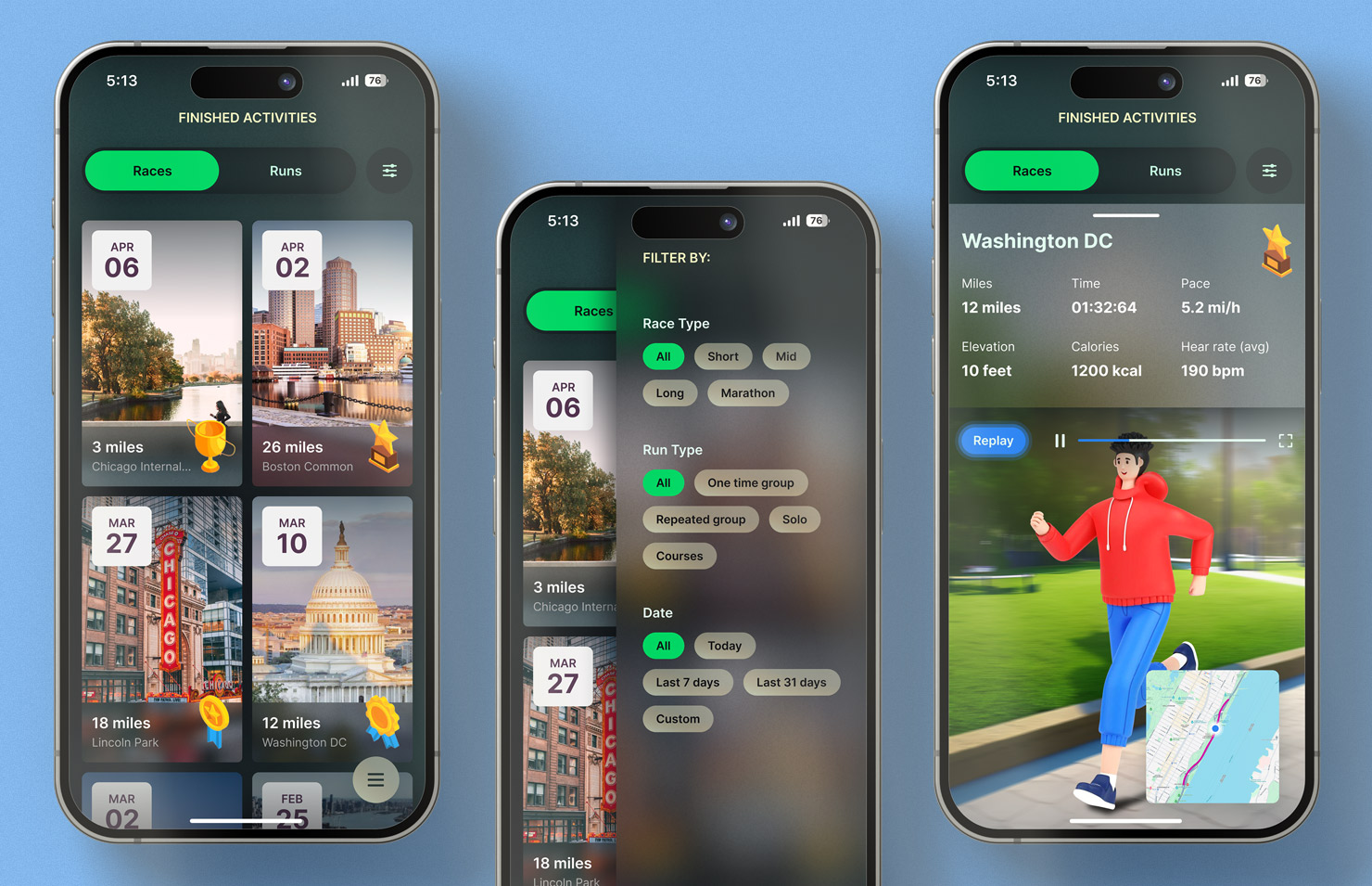 Final designs for the Klocked app (new Look & Feel)