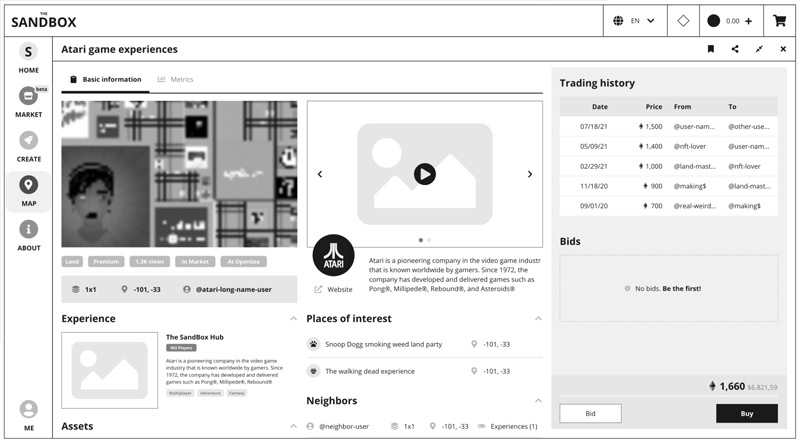 The Sandbox Map Wireframes