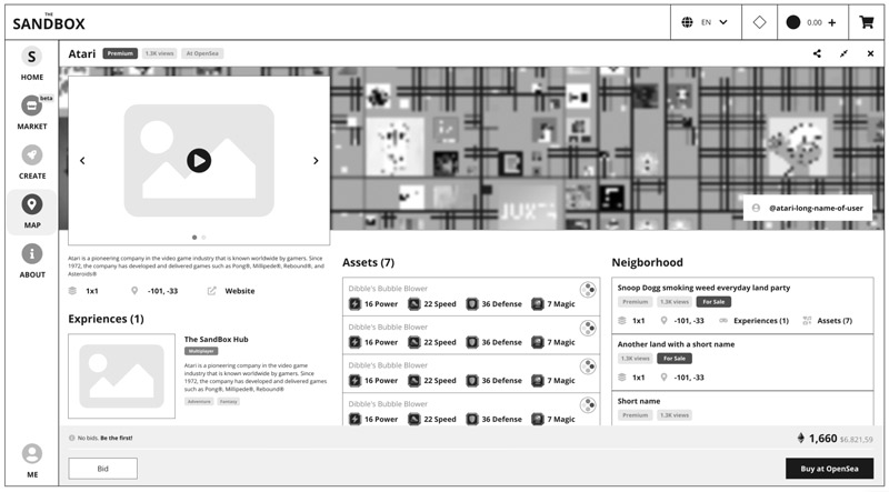 The Sandbox Map Wireframes