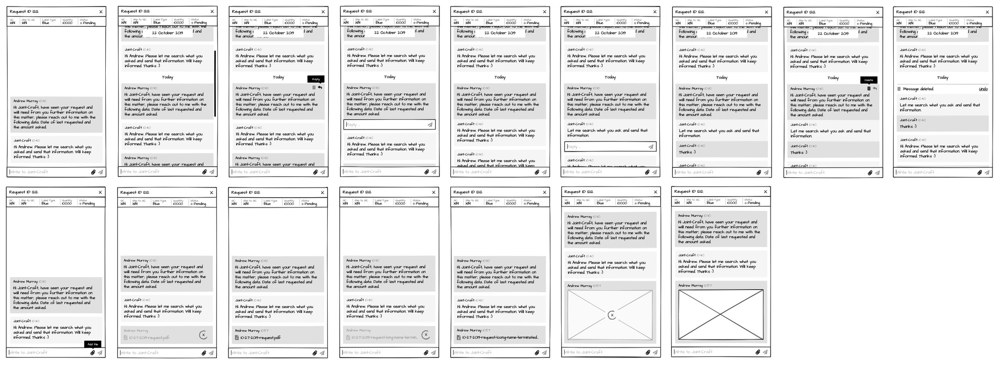 Wireframe for XPO inner communication tool